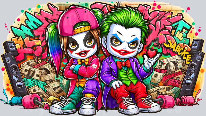 Harley Quinn Joker Graffiti DTF Pop Culture Transfers