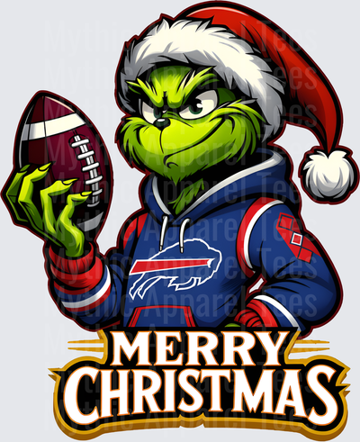 Grinch Santa Hat Buffalo Bills Hoodie Football Merry Christmas