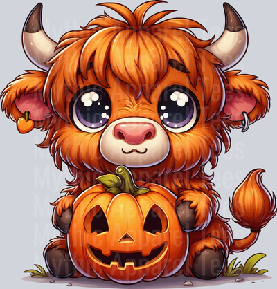 Cute cartoon halloween highland cow 22