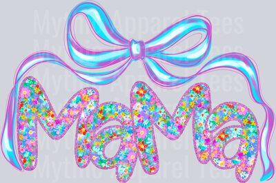 Mama Iridescent bow and multicolor DTF MOM Transfers