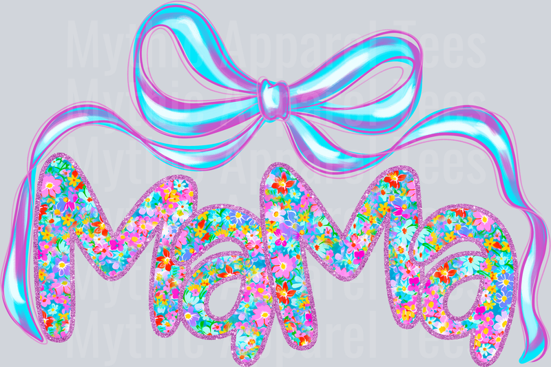 Mama Iridescent bow and multicolor DTF MOM Transfers
