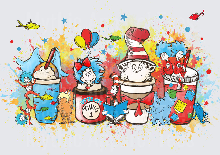 DR Seuss Cat in the Hat Characters Colorful Cup Cluster