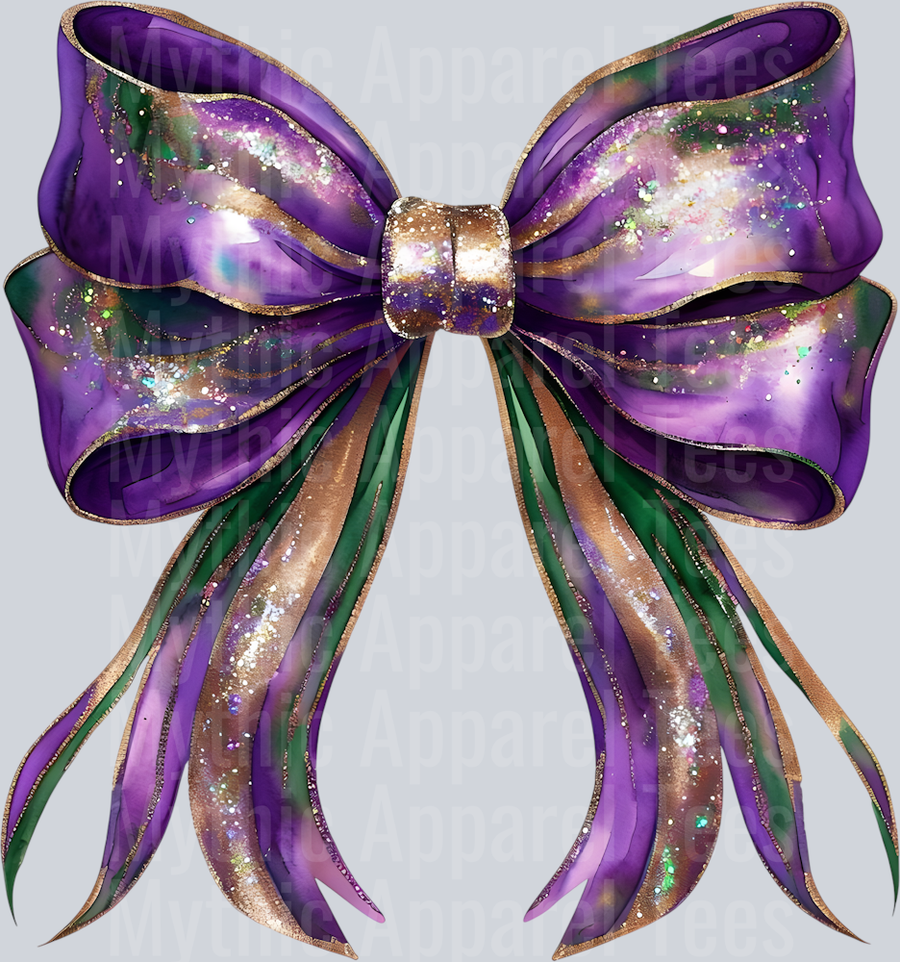 Mardi Gras Bow Purple and Green Shiny Style
