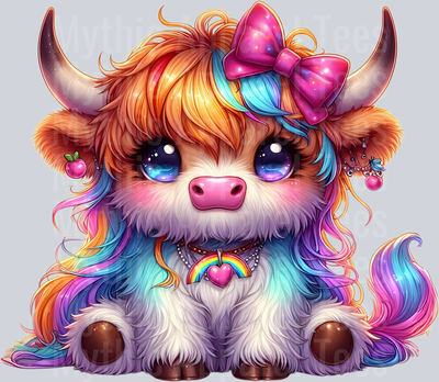 AZ781 Rainbow Highland Cow