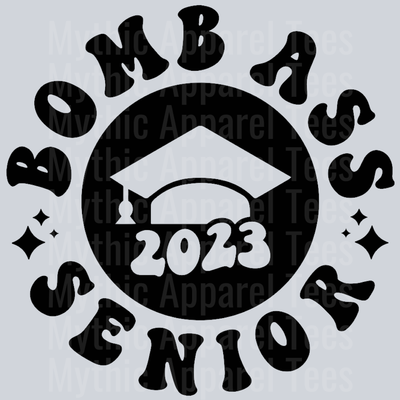 Bomb Ass Senior Pocket Design Wavey Retro Style Funny Shirt Design