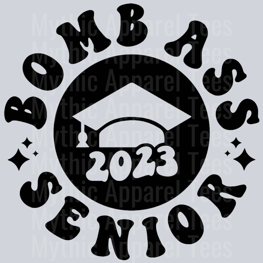Bomb Ass Senior Pocket Design Wavey Retro Style Funny Shirt Design