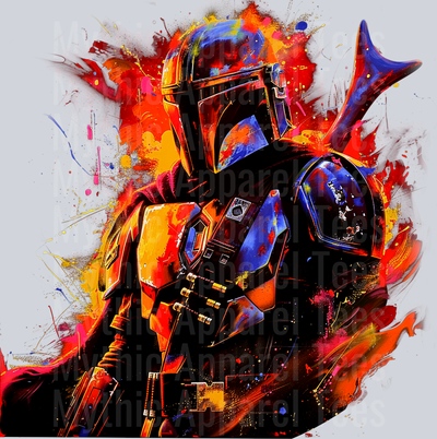 The Mandalorian Red flames Stanced DTF Star Wars Transfers