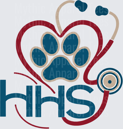 Faith in Veterinary Care HHS Paw Print Heart Stethoscope Logo Design