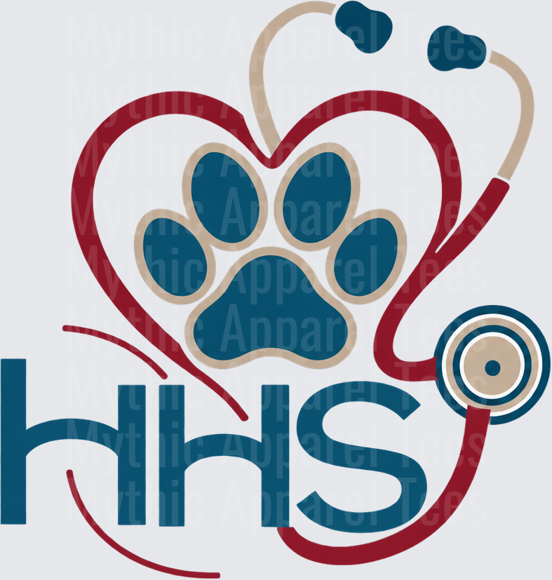 Faith in Veterinary Care HHS Paw Print Heart Stethoscope Logo Design