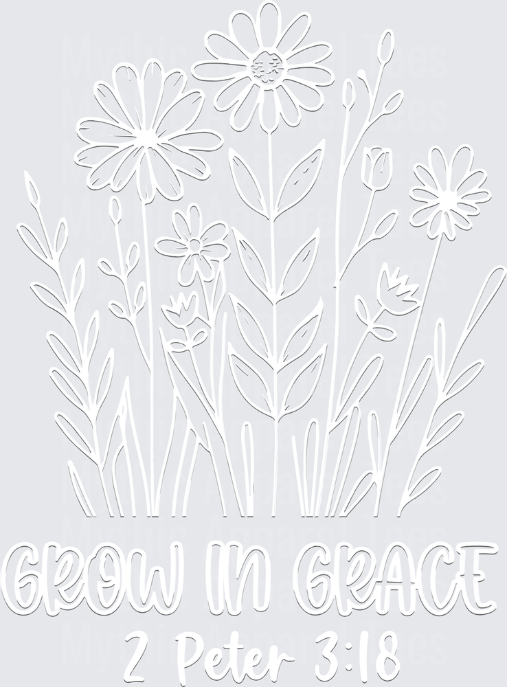 Grow In Grace 2 Peter 3:18 Wildflower Botanical Script Christian Scripture