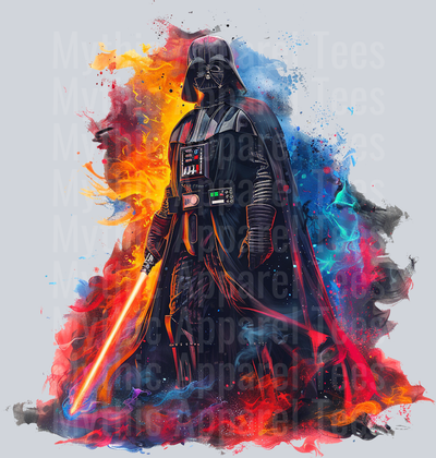 Darth Vader Walking with lightsaber color splash DTF Star Wars Transfers