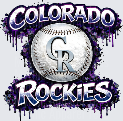 MLB Transfers Colorado Rockies Baseball with Purple Paint Splash Effect