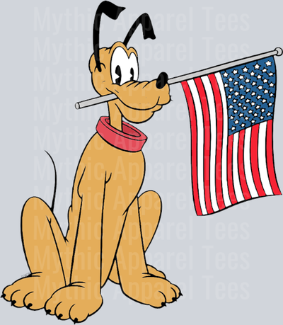 Pluto Waving American Flag Dog  DTF Patriotic Disney Transfers