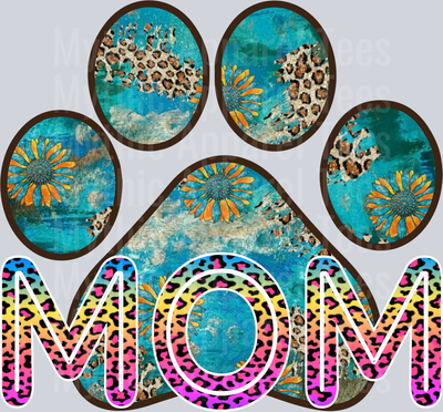 Dog Mom Paw print shirt design blue paw DTF Dog Transfers