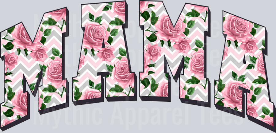 Mama 11 Pink and Green flowers DTF MOM Transfers