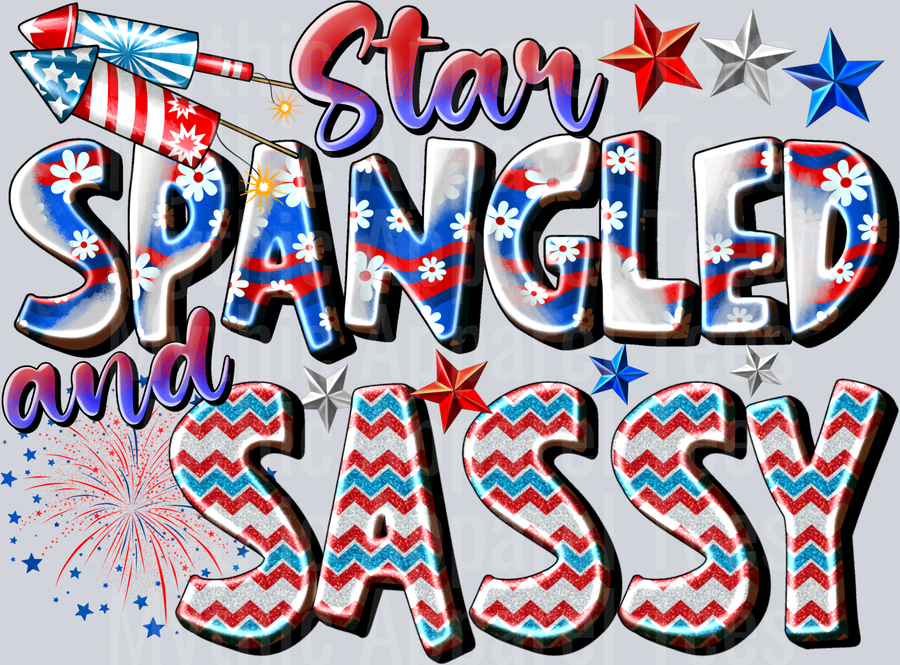 Star Spangled And Sassy 2 4th of july DTF Patriotic Transfers