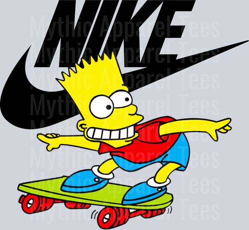 Bart Simpson Black Swoosh JUST DO IT DTF Nike Transfers
