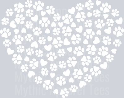 Dog paw heart white paw print DTF Dog Transfers