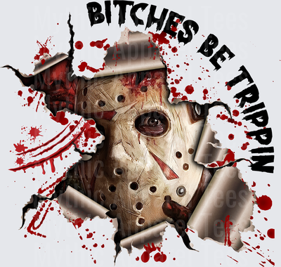 Jason Voorhees Bloody Hockey Mask Ripping Through Bitches Be Trippin Friday the 13th Horror