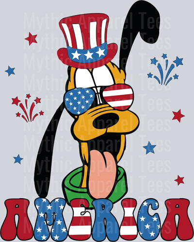 pluto Dog America Patriotic Top Hat DTF Patriotic Disney Transfers