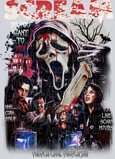 Scream Ghostface Distressed Horror Movie Icon Halloween DTF horror Movie Transfers