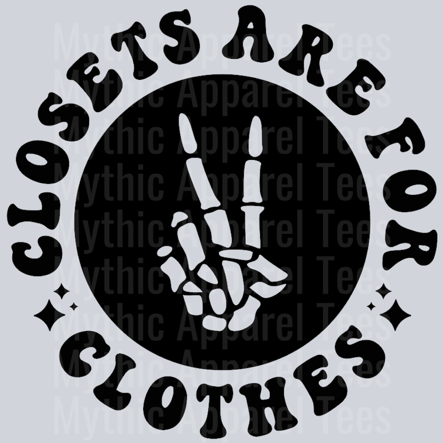 Closets Are For Clothes Pocket Design Wavey Retro Style Funny Shirt Design
