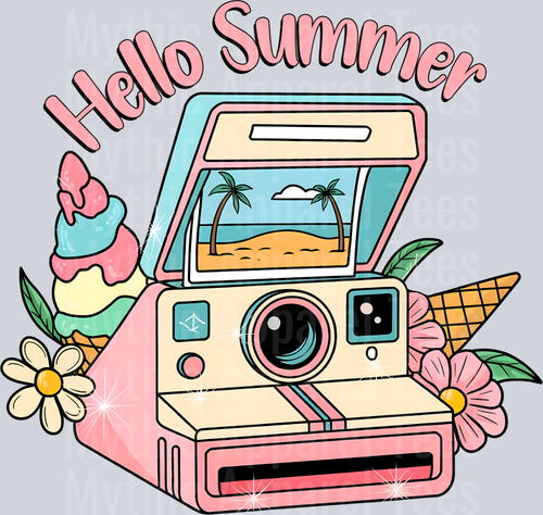 Hello Summer Camera DTF Summer Transfers