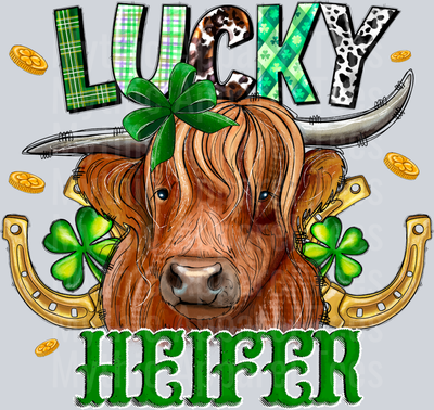 Lucky Heifer Highland Cow St Patrick's Day