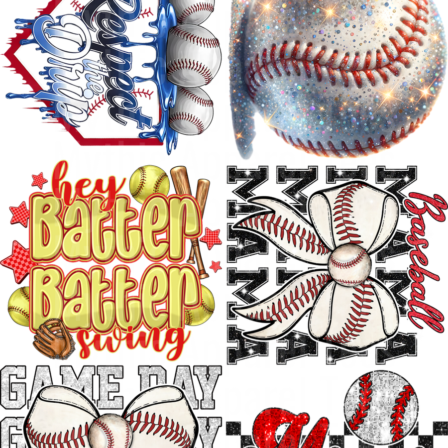 BASEBALL VARIETY 2 GANG SHEET 10 FULL SIZE IMAGES