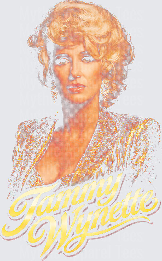 Tammy Wynette Vintage Halftone Portrait with Gold Script Lettering