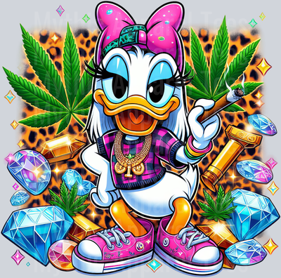 Daisey Duck 7 Jewels Smoking Weed DTF Weed Transfers