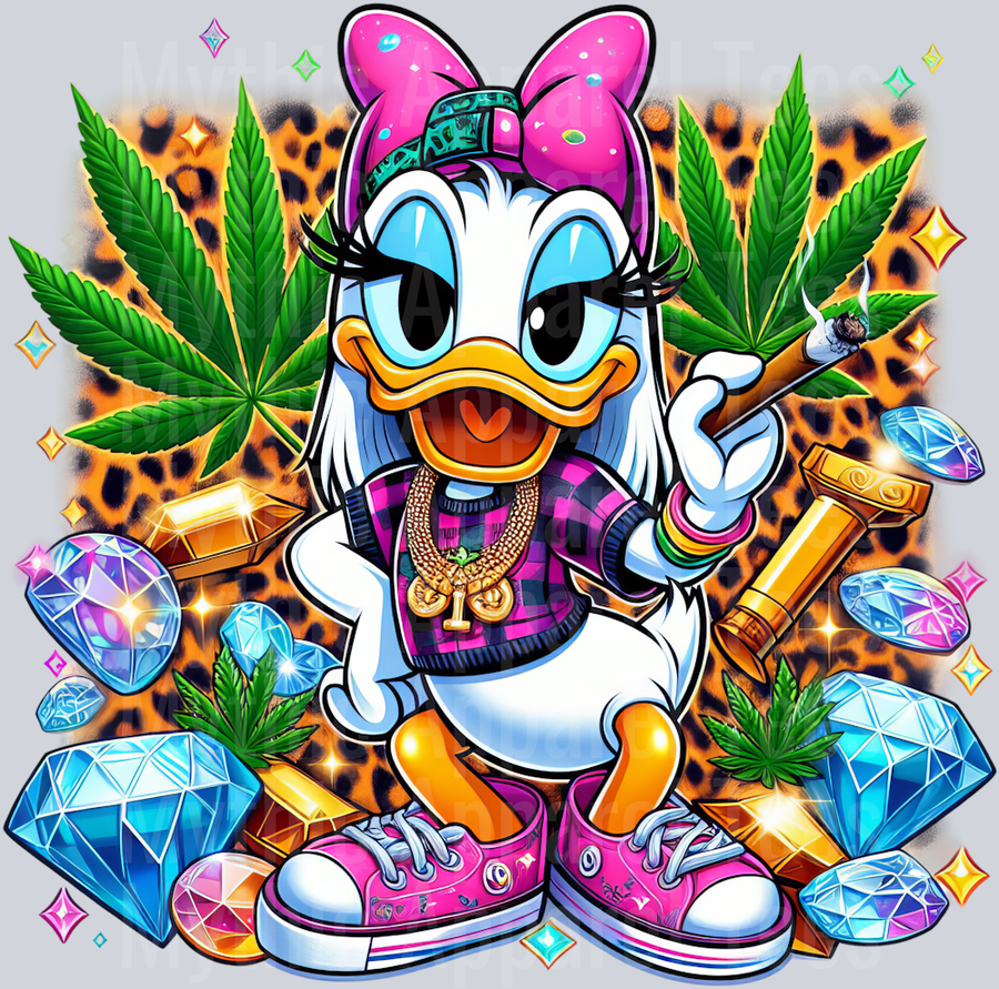 Daisey Duck 7 Jewels Smoking Weed DTF Weed Transfers