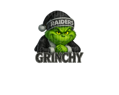 NFL Football Grinchy Grinch Wearing Las Vegas Raiders Christmas Santa Hat Holiday Design