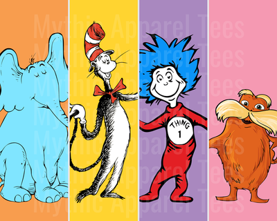 DR Seuss Horton Cat in the Hat Thing 1 Lorax Character Panel