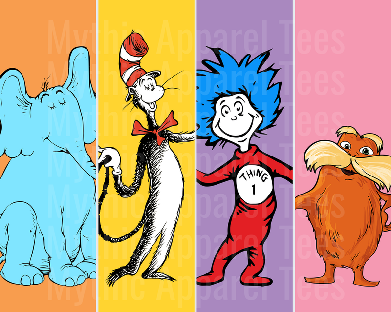 DR Seuss Horton Cat in the Hat Thing 1 Lorax Character Panel