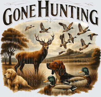 Gone Hunting Buck Mallard Ducks Hunting Dogs Scenic Design