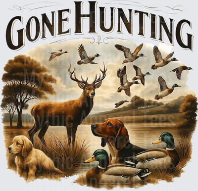Gone Hunting Buck Mallard Ducks Hunting Dogs Scenic Design