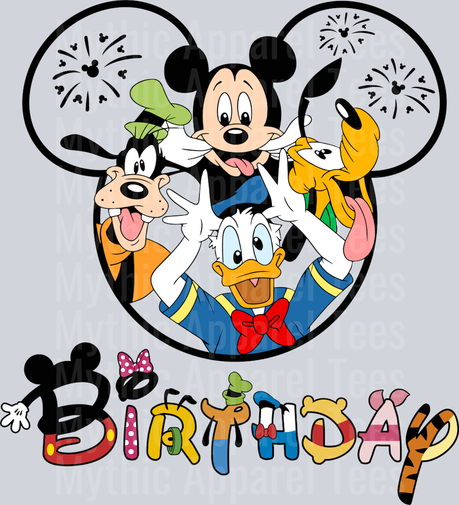 Disney Birthday Design with Classic Disney Characters DTF Disney Transfers