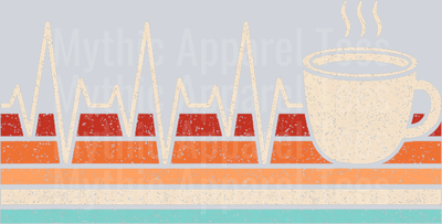 Heartbeat coffee with retro colors  DTF Coffee Transfers