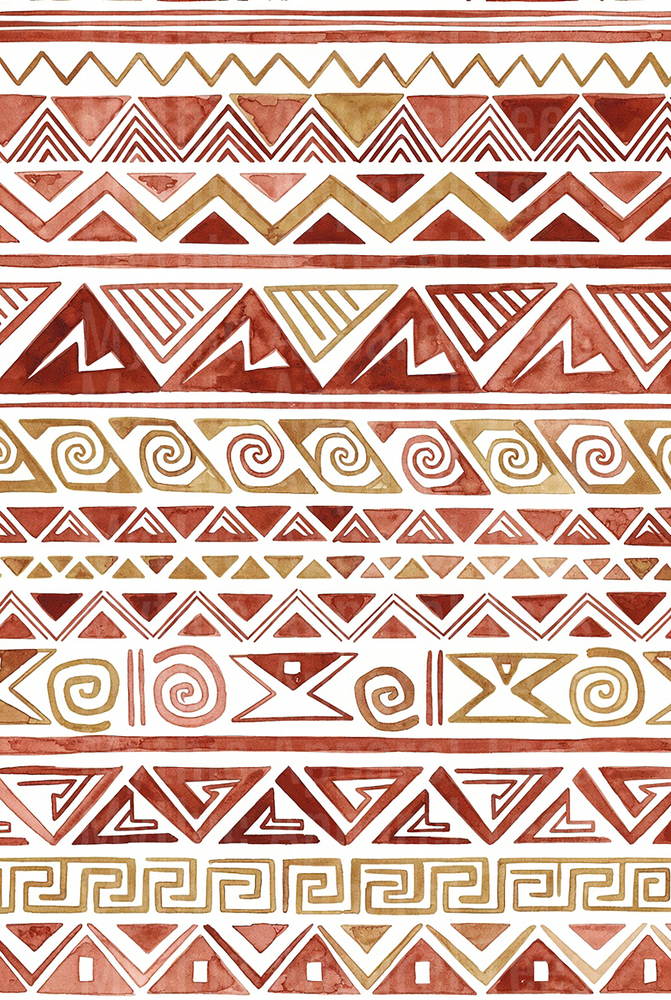 Moana Tribal Watercolor Aztec Pattern Terracotta Gold