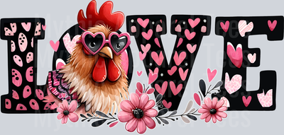 Love chicken valentiens day chicken shirt DTF Chicken Transfers