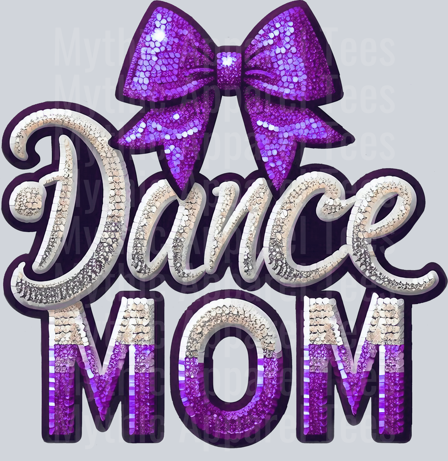 0013 Dance Mom Sequins Purple DTF Dance Mom Transfers