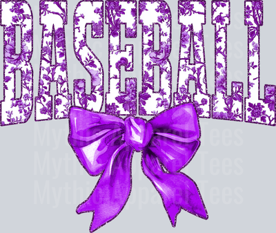 Purple Baseball College Font Floral Pattern School Spirit & Sports