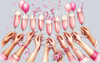 Cheers Pink Champagne Bachelorette Party DTF Wedding Transfers
