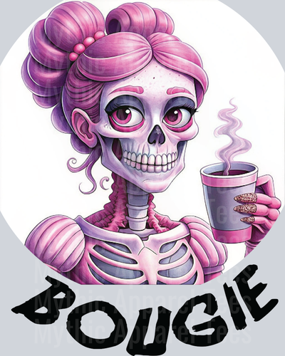 Bougie skull girl with coffee DTF Skull Transfers