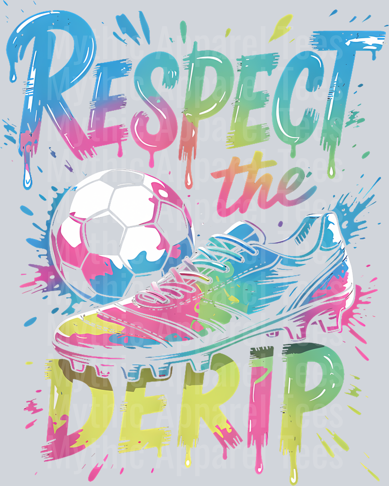 Respect The Drip Soccer Ice Cream Drip With Sprinkles Halftone for black DTF Soccer Transfers