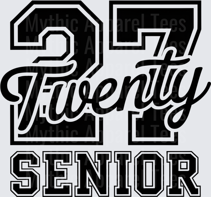 Twenty Twenty Seven Senior Class of 2027 Bold Varsity Letterman Script