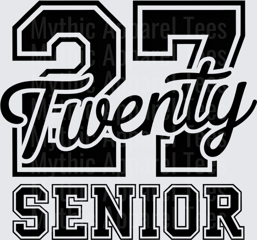 Twenty Twenty Seven Senior Class of 2027 Bold Varsity Letterman Script