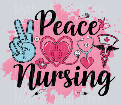 Peace love nursing stethoscope DTF Nurse Transfers