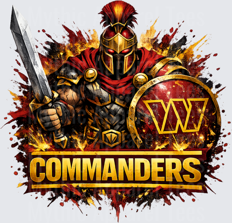 NFL Washington Commanders Spartan Warrior Fiery Explosion Logo